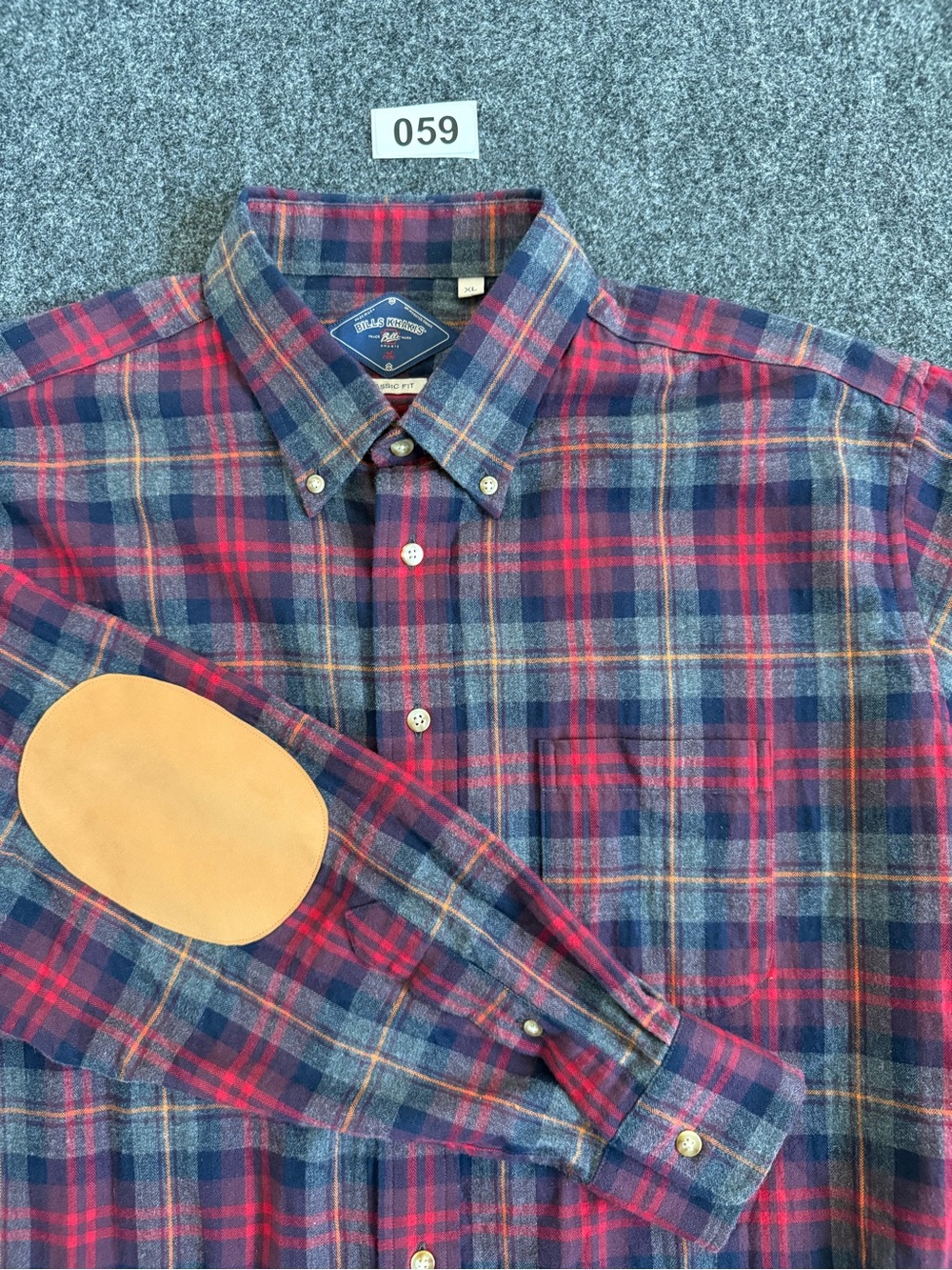 Bills Khakis Men’s XL Plaid Flannel Long Sleeve Button Down Shirt , Elbow Pads